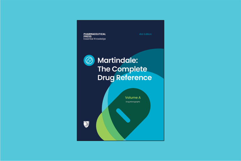 Blue background with Martindale: The complete drug reference cover