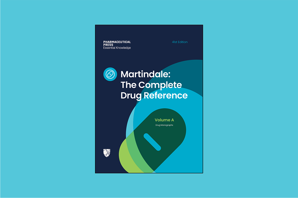 Blue background with Martindale: The complete drug reference cover