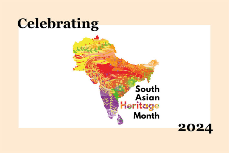 Light orange background with South Asian Heritage Month 2024 logo