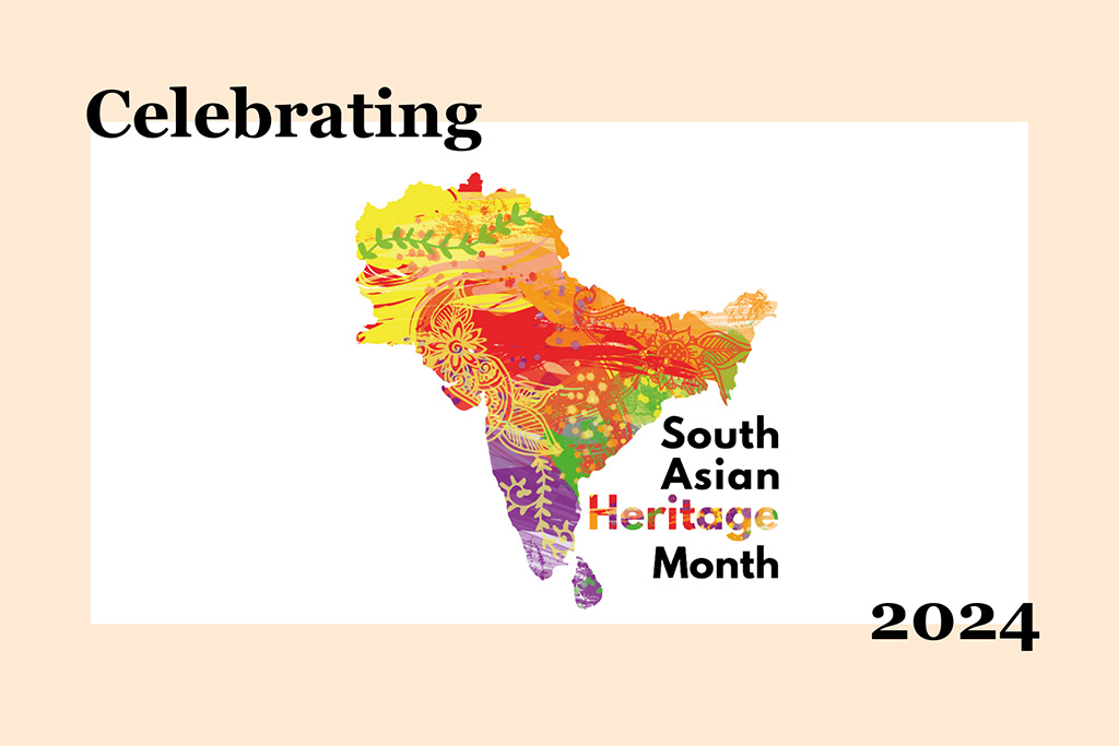 Light orange background with South Asian Heritage Month 2024 logo