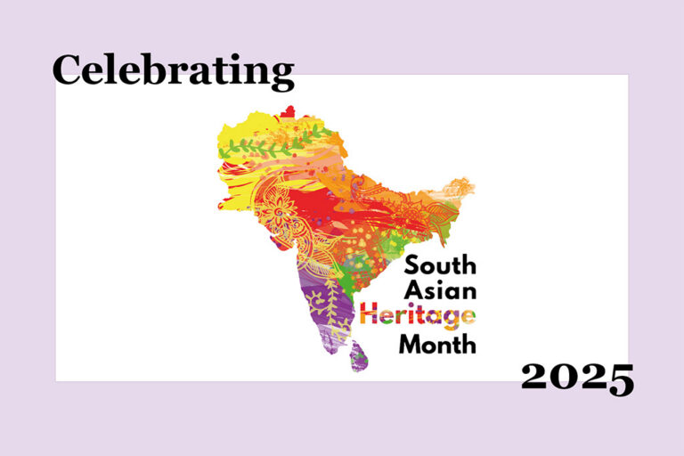 Light purple background with South Asian Heritage Month 2025 logo