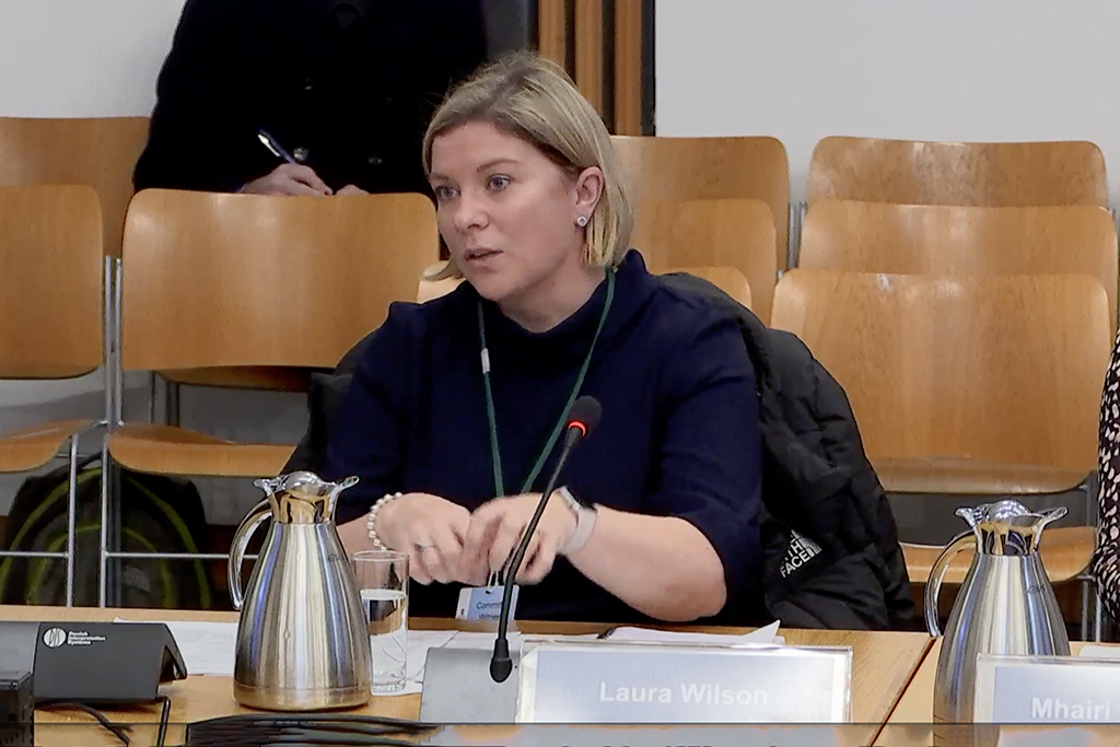 Laura Wilson discusses point in Scottish Parliament
