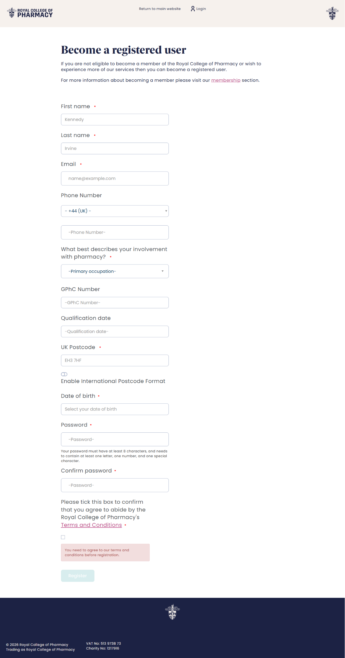 How to register if you are not an RCPharm member
