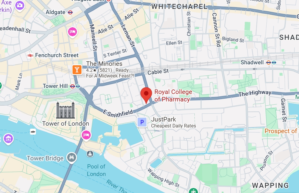 Image of the location of the Royal College of Pharmacy on a map