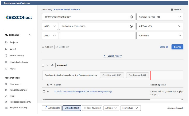 A screenshot of EBSCO's database, providing a part-two tutorial.