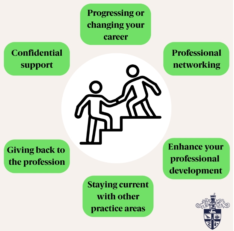 A basic cartoon graphic displaying the benefits of mentoring.